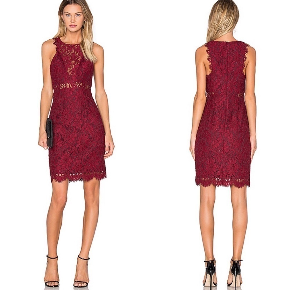 X by NBD Lena Lace Dress in Bordeaux Size 2 Revolve‎
